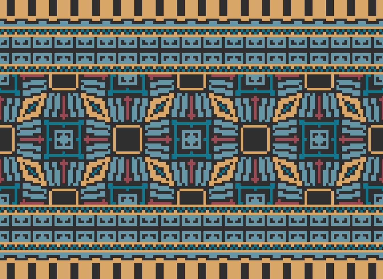 pixel årgångar korsa sy traditionell etnisk mönster paisley blomma ikat bakgrund abstrakt aztec afrikansk indonesiska indisk sömlös mönster för tyg skriva ut trasa klänning matta gardiner och sarong vektor