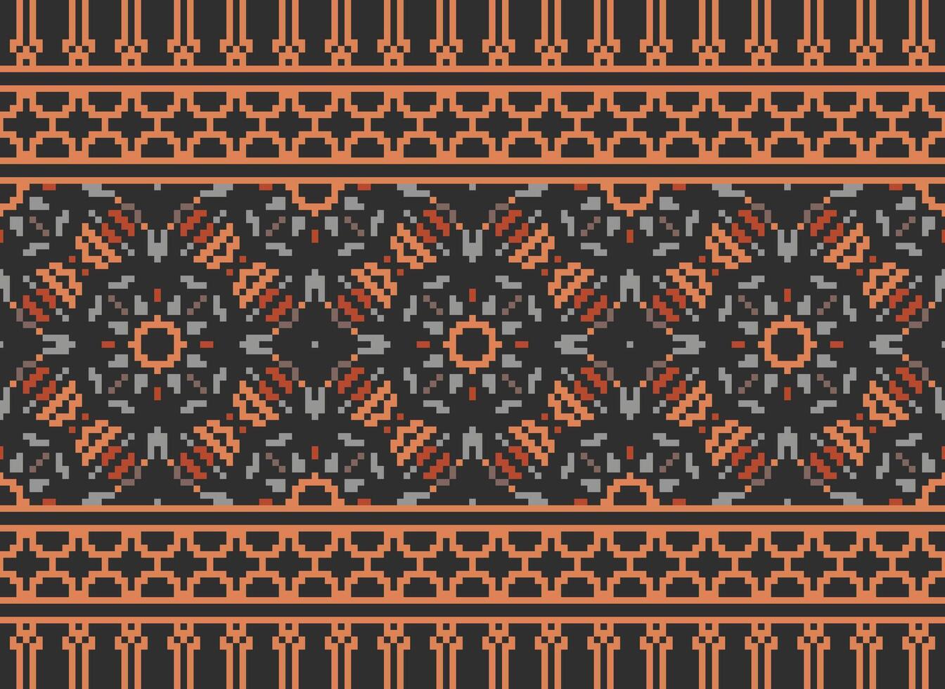 pixel årgångar korsa sy traditionell etnisk mönster paisley blomma ikat bakgrund abstrakt aztec afrikansk indonesiska indisk sömlös mönster för tyg skriva ut trasa klänning matta gardiner och sarong vektor