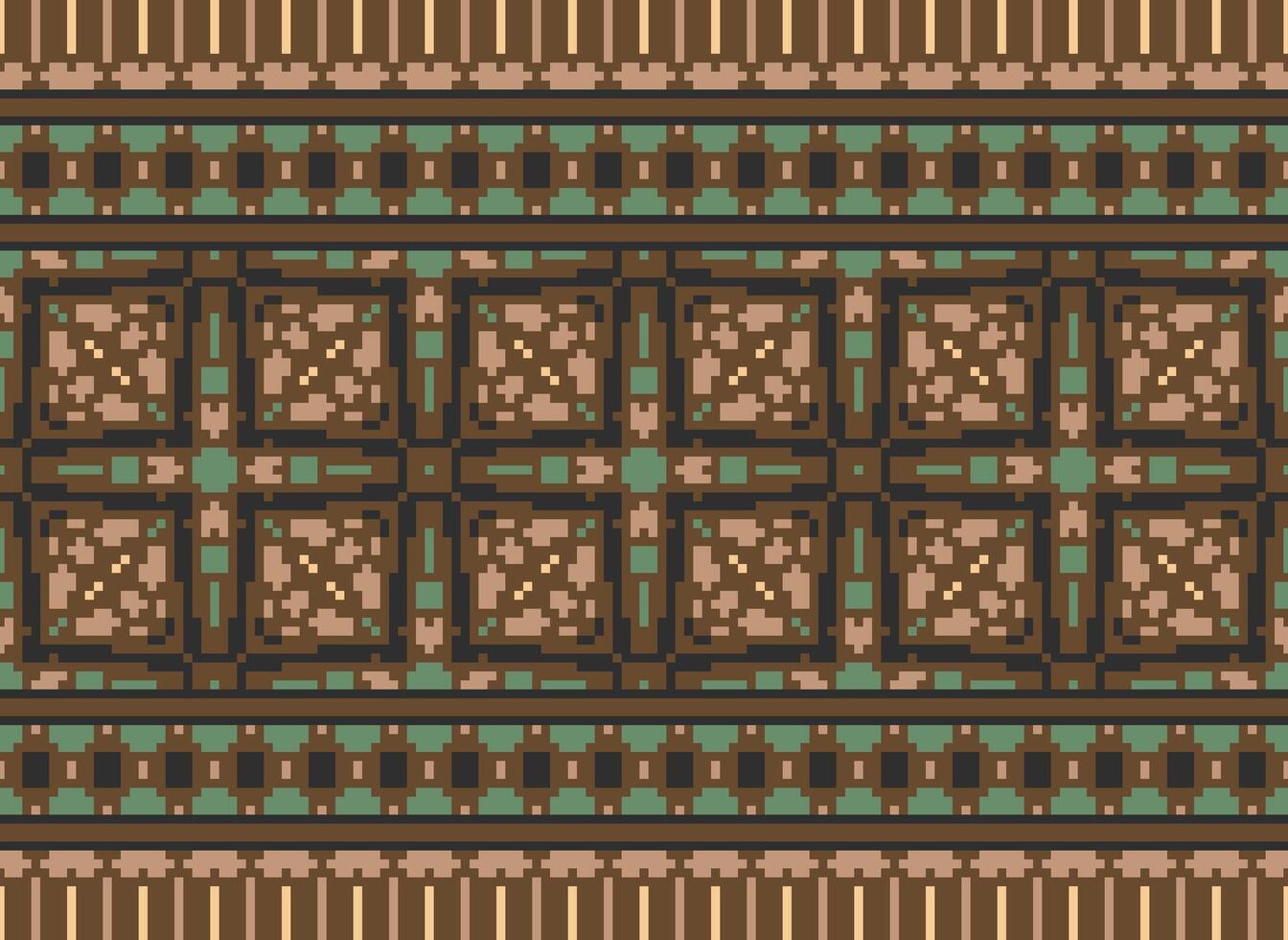 pixel årgångar korsa sy traditionell etnisk mönster paisley blomma ikat bakgrund abstrakt aztec afrikansk indonesiska indisk sömlös mönster för tyg skriva ut trasa klänning matta gardiner och sarong vektor