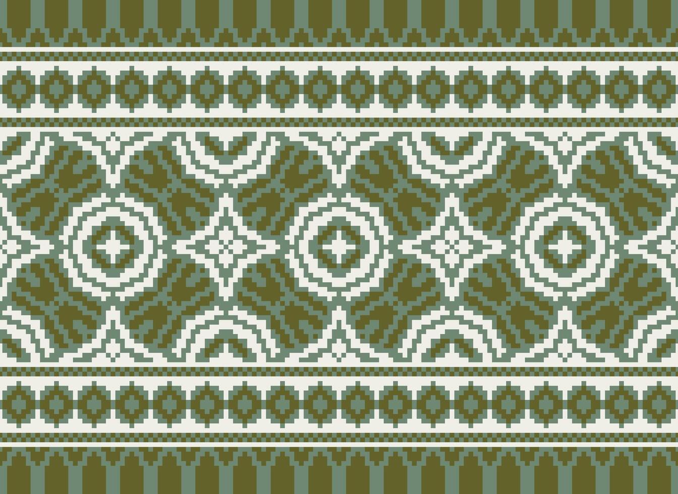 Pixel Jahrgänge Kreuz Stich traditionell ethnisch Muster Paisley Blume Ikat Hintergrund abstrakt aztekisch afrikanisch indonesisch indisch nahtlos Muster zum Stoff drucken Stoff Kleid Teppich Vorhänge und Sarong vektor