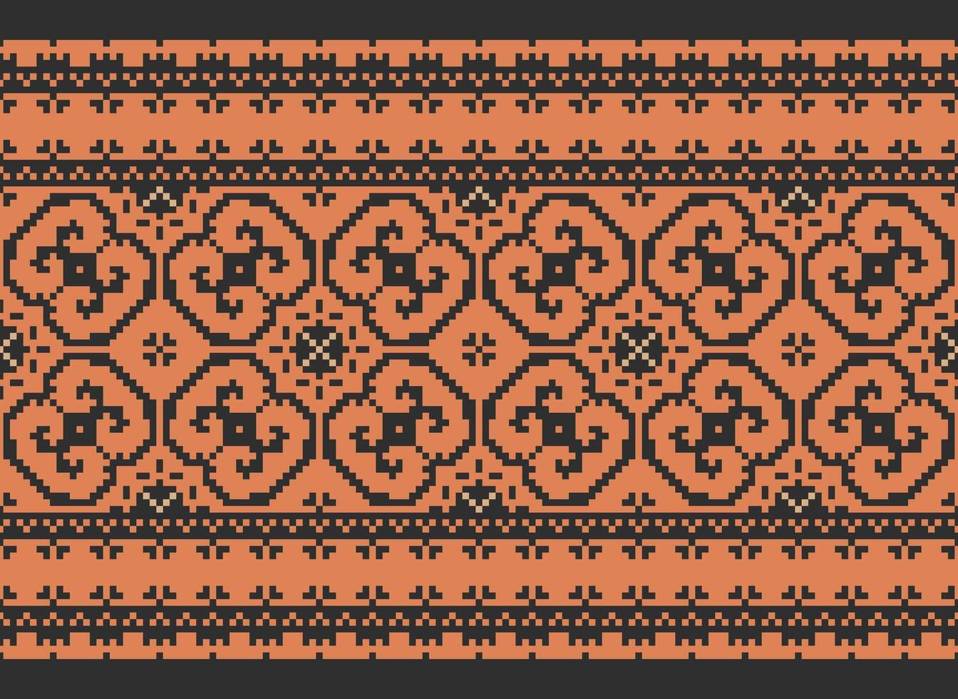 Pixel Jahrgänge Kreuz Stich traditionell ethnisch Muster Paisley Blume Ikat Hintergrund abstrakt aztekisch afrikanisch indonesisch indisch nahtlos Muster zum Stoff drucken Stoff Kleid Teppich Vorhänge und Sarong vektor