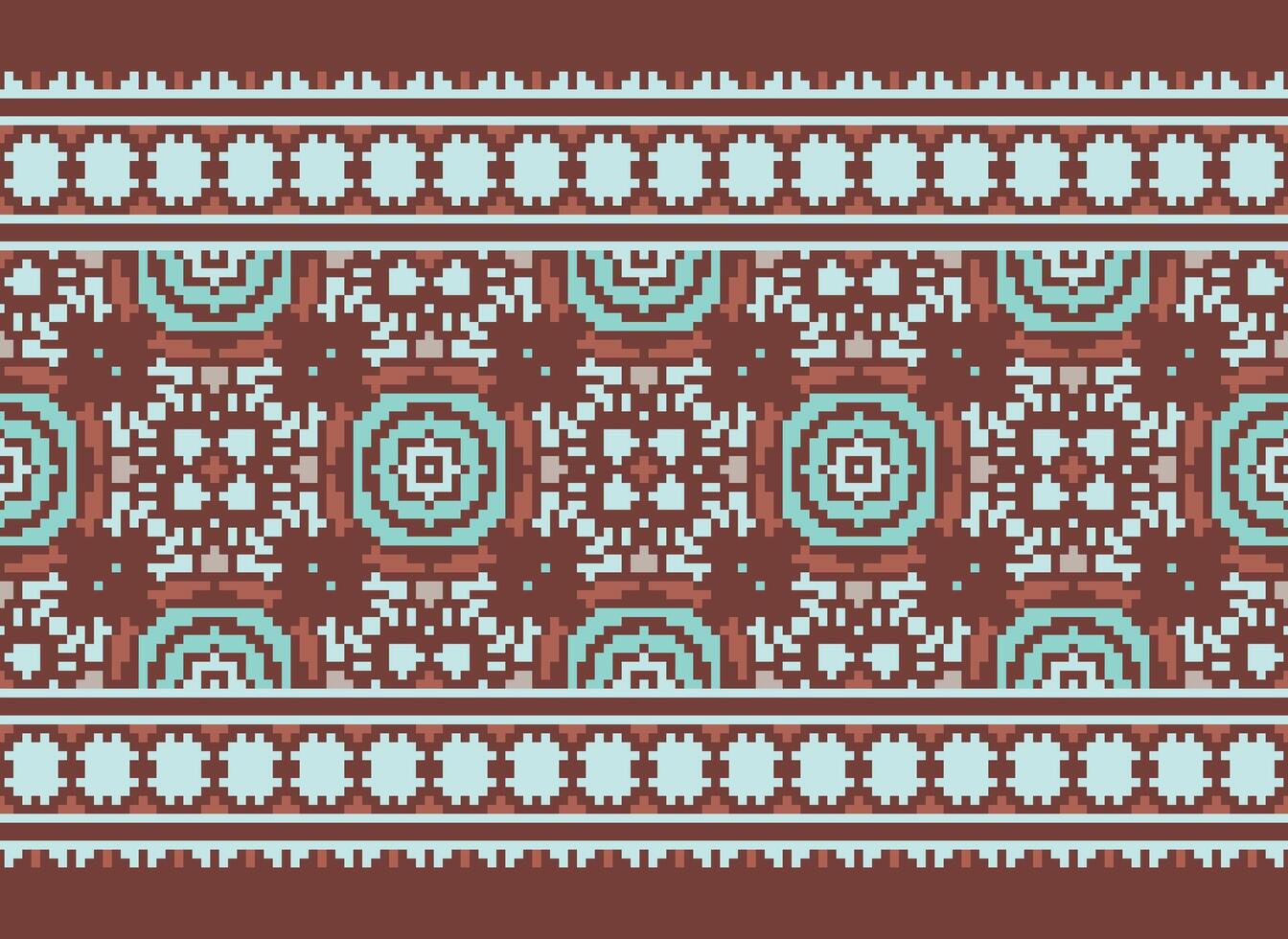 Pixel Jahrgänge Kreuz Stich traditionell ethnisch Muster Paisley Blume Ikat Hintergrund abstrakt aztekisch afrikanisch indonesisch indisch nahtlos Muster zum Stoff drucken Stoff Kleid Teppich Vorhänge und Sarong vektor