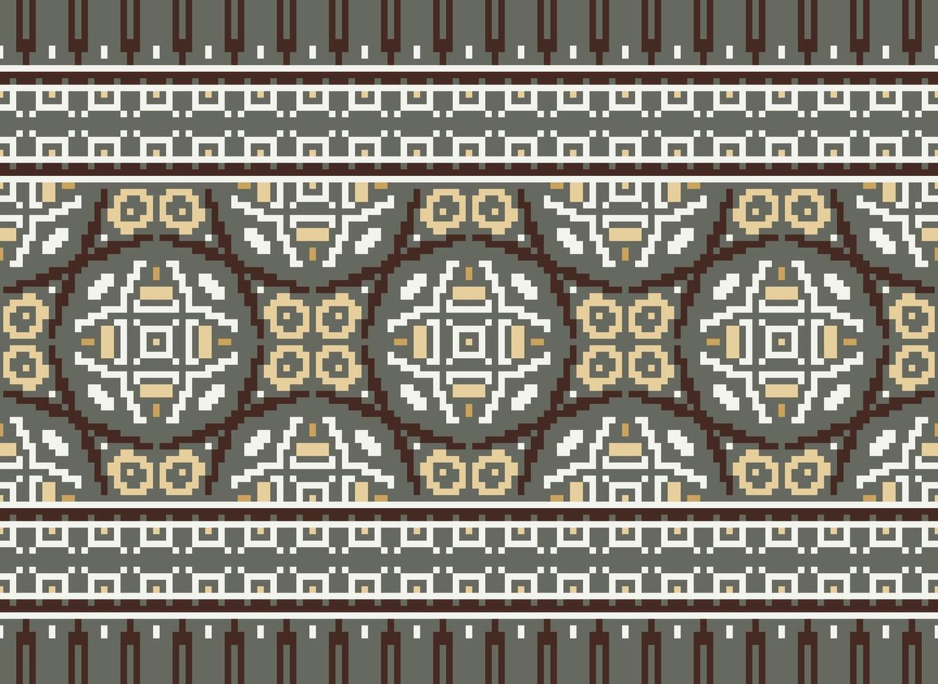 pixel årgångar korsa sy traditionell etnisk mönster paisley blomma ikat bakgrund abstrakt aztec afrikansk indonesiska indisk sömlös mönster för tyg skriva ut trasa klänning matta gardiner och sarong vektor