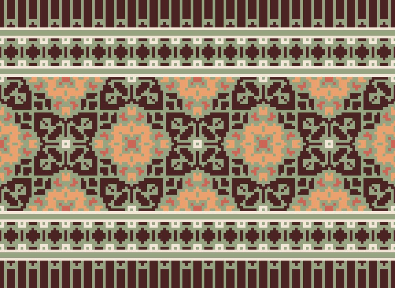 Pixel ethnisch Muster Vektor Hintergrund. nahtlos Muster traditionell, Design zum Hintergrund, Hintergrund, Batik, Stoff, Teppich, Kleidung, Verpackung, und textil.ethnisch Muster Vektor Illustration.