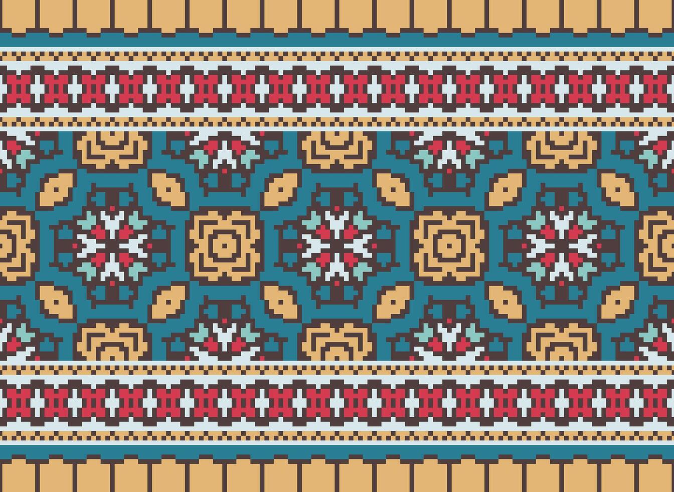 pixel etnisk mönster vektor bakgrund. sömlös mönster traditionell, design för bakgrund, tapet, batik, tyg, matta, Kläder, omslag, och textil.etnisk mönster vektor illustration.