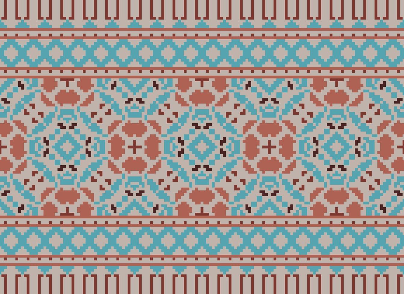 Pixel ethnisch Muster Vektor Hintergrund. nahtlos Muster traditionell, Design zum Hintergrund, Hintergrund, Batik, Stoff, Teppich, Kleidung, Verpackung, und textil.ethnisch Muster Vektor Illustration.