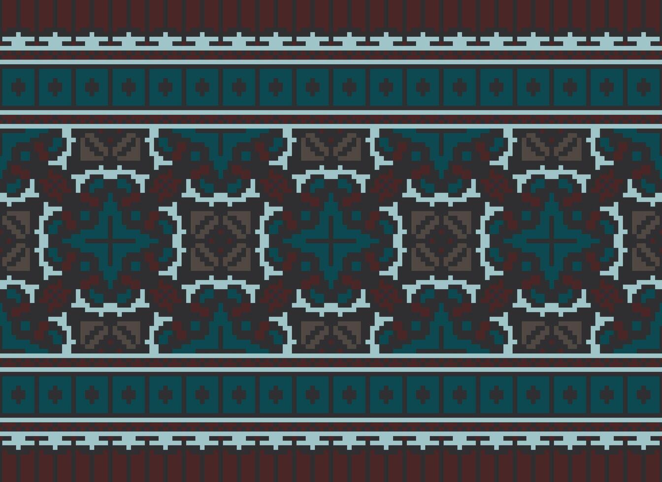 pixel korsa sy traditionell etnisk mönster paisley blomma ikat bakgrund abstrakt aztec afrikansk indonesiska indisk sömlös mönster för tyg skriva ut trasa klänning matta gardiner och sarong vektor