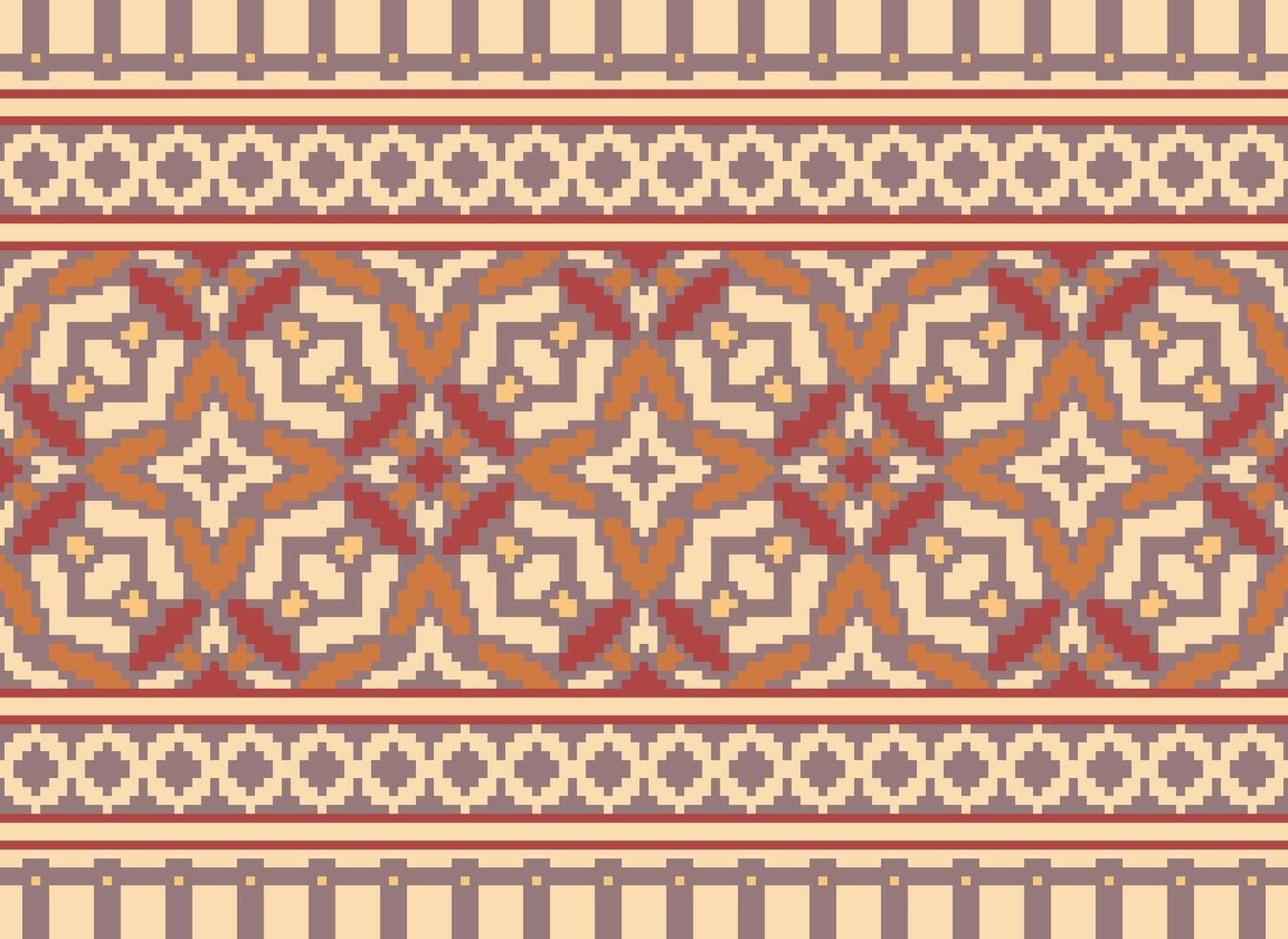 Pixel Kreuz Stich traditionell ethnisch Muster Paisley Blume Ikat Hintergrund abstrakt aztekisch afrikanisch indonesisch indisch nahtlos Muster zum Stoff drucken Stoff Kleid Teppich Vorhänge und Sarong vektor