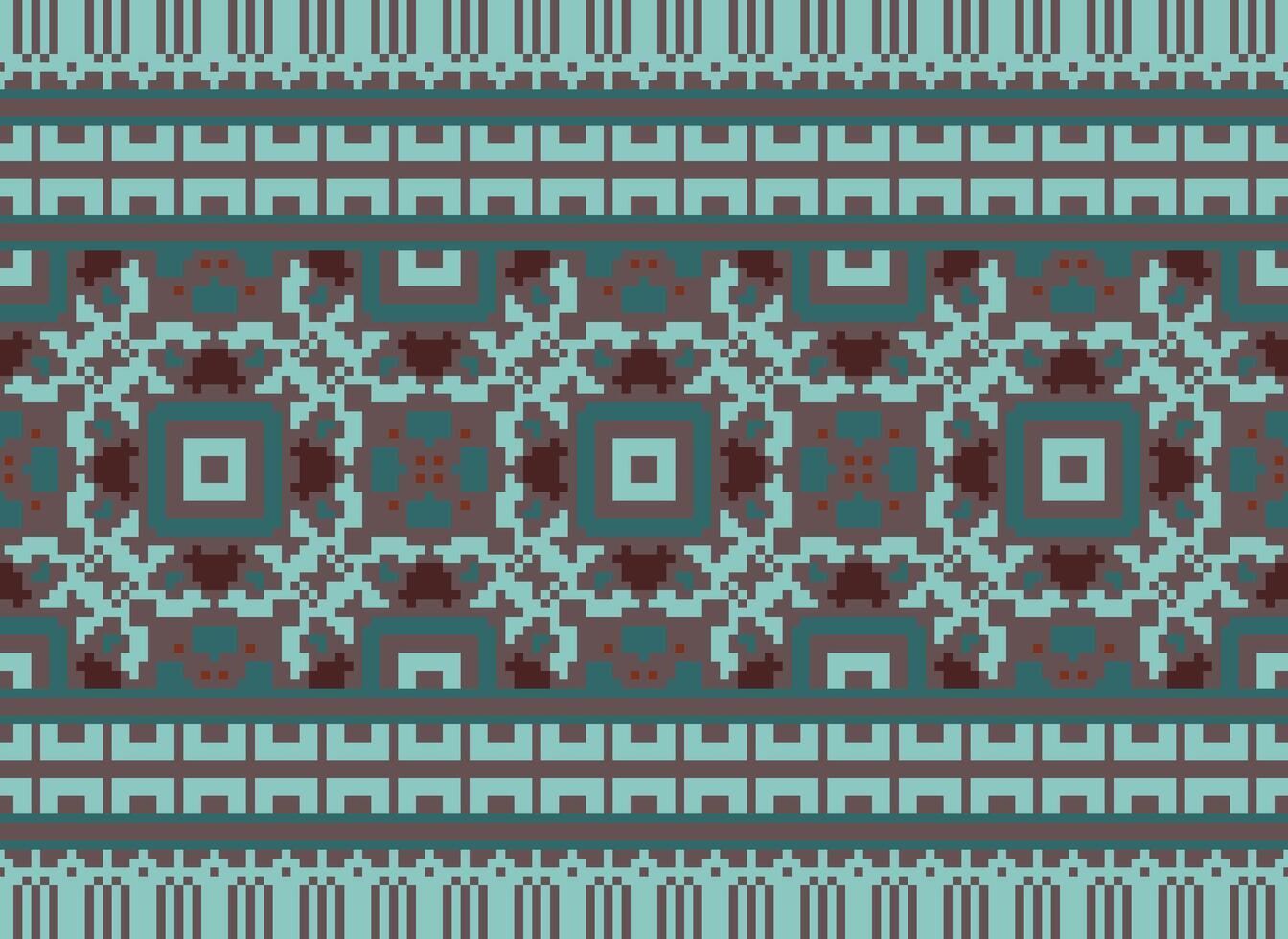 pixel korsa sy traditionell etnisk mönster paisley blomma ikat bakgrund abstrakt aztec afrikansk indonesiska indisk sömlös mönster för tyg skriva ut trasa klänning matta gardiner och sarong vektor