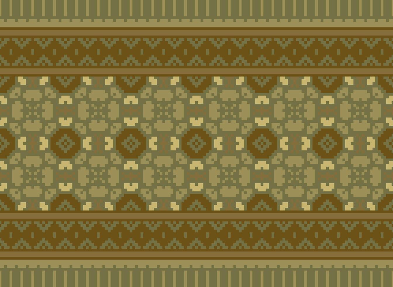 Pixel Kreuz Stich traditionell ethnisch Muster Paisley Blume Ikat Hintergrund abstrakt aztekisch afrikanisch indonesisch indisch nahtlos Muster zum Stoff drucken Stoff Kleid Teppich Vorhänge und Sarong vektor