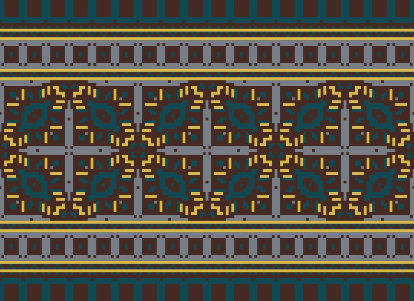 pixel korsa sy traditionell etnisk mönster paisley blomma ikat bakgrund abstrakt aztec afrikansk indonesiska indisk sömlös mönster för tyg skriva ut trasa klänning matta gardiner och sarong vektor