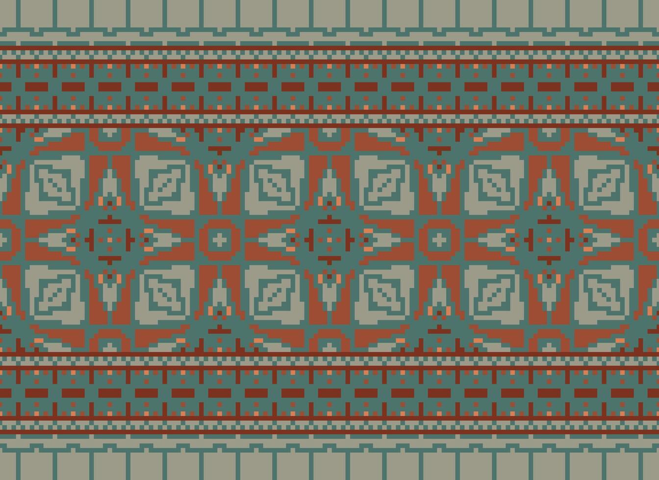 Pixel ethnisch Muster Vektor Hintergrund. nahtlos Muster traditionell, Design zum Hintergrund, Hintergrund, Batik, Stoff, Teppich, Kleidung, Verpackung, und textil.ethnisch Muster Vektor Illustration.