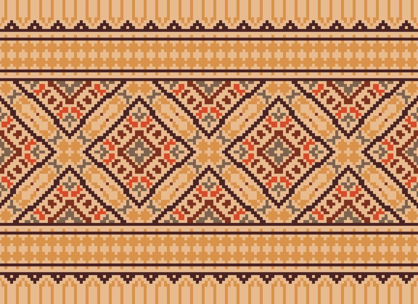 Pixel ethnisch Muster Vektor Hintergrund. nahtlos Muster traditionell, Design zum Hintergrund, Hintergrund, Batik, Stoff, Teppich, Kleidung, Verpackung, und textil.ethnisch Muster Vektor Illustration.