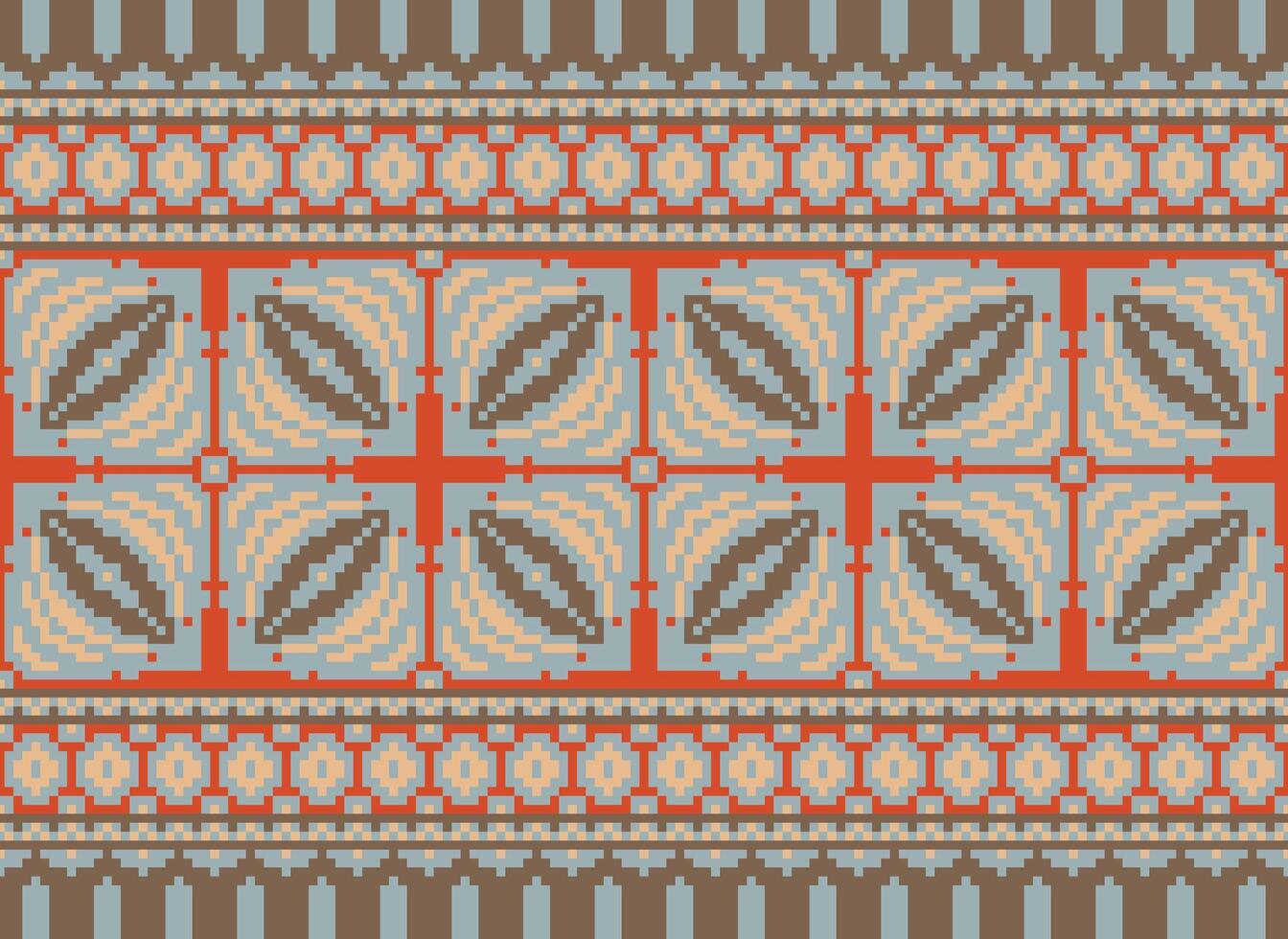 Pixel ethnisch Muster Vektor Hintergrund. nahtlos Muster traditionell, Design zum Hintergrund, Hintergrund, Batik, Stoff, Teppich, Kleidung, Verpackung, und textil.ethnisch Muster Vektor Illustration.