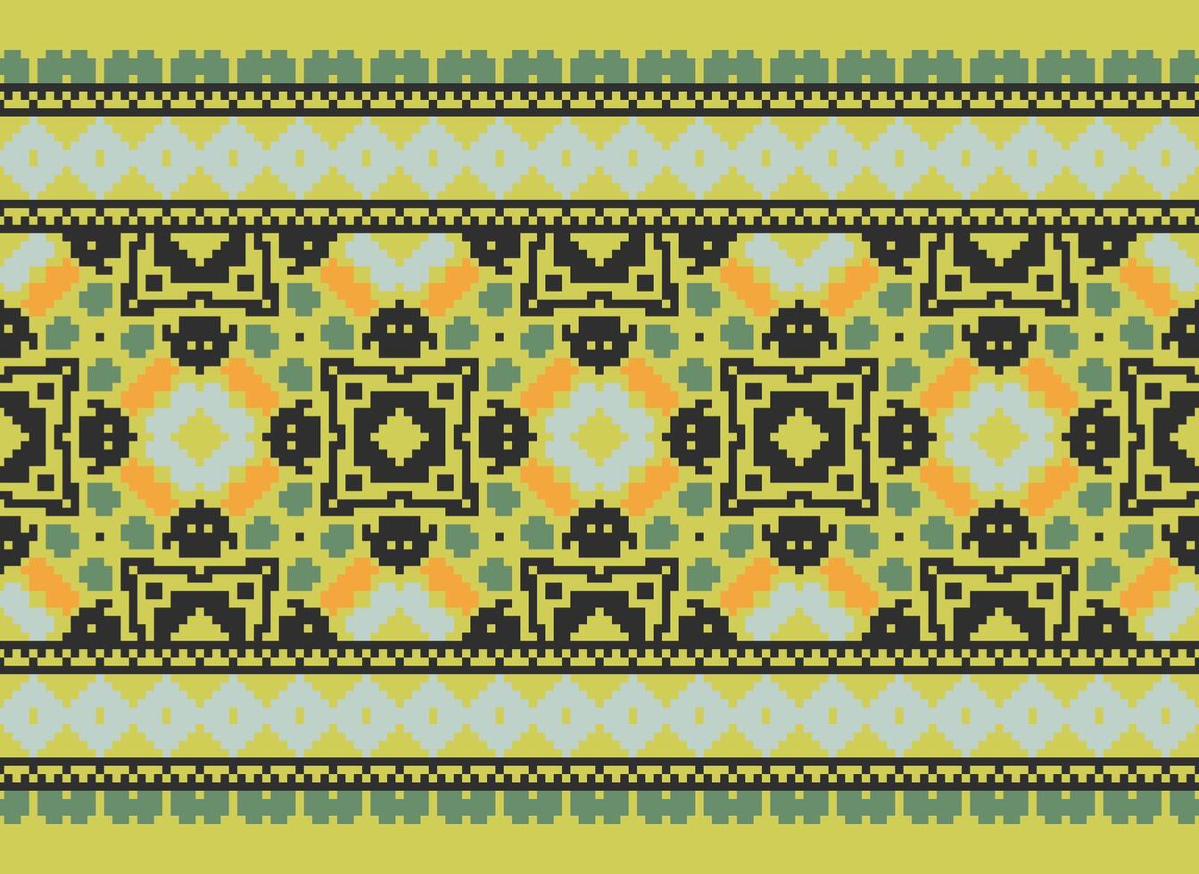 Pixel ethnisch Muster Vektor Hintergrund. nahtlos Muster traditionell, Design zum Hintergrund, Hintergrund, Batik, Stoff, Teppich, Kleidung, Verpackung, und textil.ethnisch Muster Vektor Illustration.