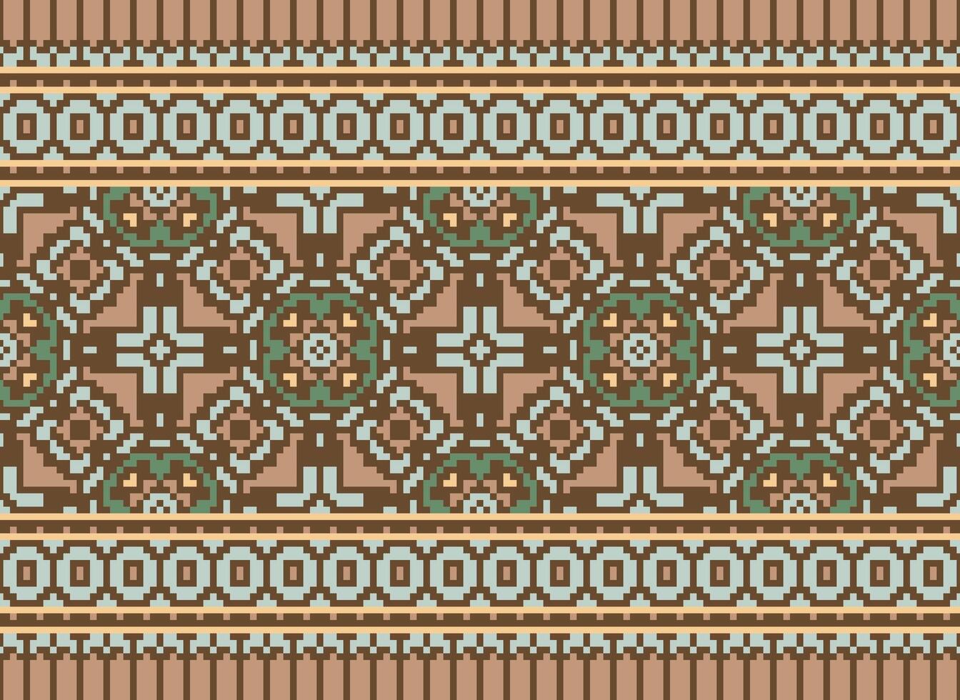 pixel etnisk mönster vektor bakgrund. sömlös mönster traditionell, design för bakgrund, tapet, batik, tyg, matta, Kläder, omslag, och textil.etnisk mönster vektor illustration.