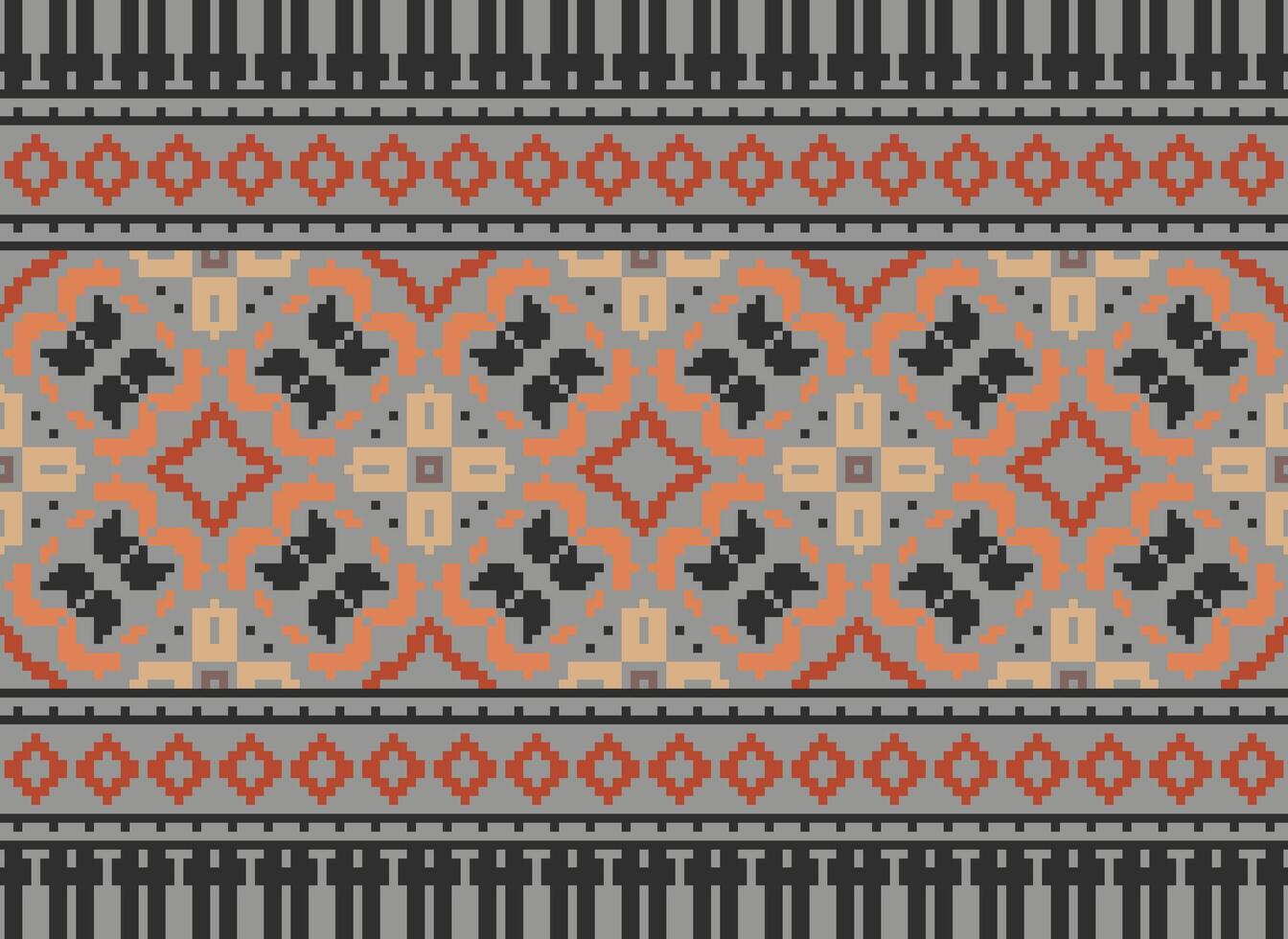 Pixel ethnisch Muster Vektor Hintergrund. nahtlos Muster traditionell, Design zum Hintergrund, Hintergrund, Batik, Stoff, Teppich, Kleidung, Verpackung, und textil.ethnisch Muster Vektor Illustration.