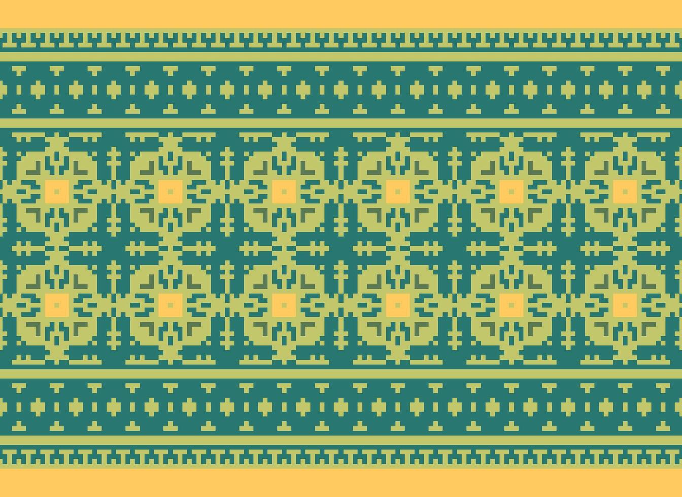 Pixel ethnisch geometrisch Stoff Muster Kreuz Stich.ikat Stickerei ethnisch orientalisch Pixel Muster Blau Hintergrund. abstrakt, vektor, illustration. Textur, Kleidung, Rahmen, Dekoration, Motive, Seide Hintergrund. vektor