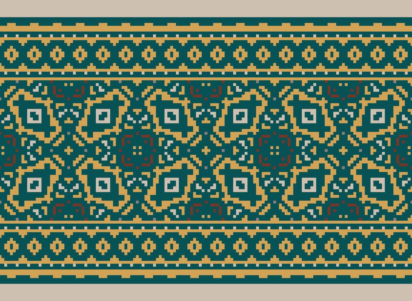 pixel etnisk geometrisk tyg mönster korsa stitch.ikat broderi etnisk orientalisk pixel mönster blå bakgrund. abstrakt, vektor, illustration. textur, kläder, ram, dekoration, motiv, siden tapet. vektor