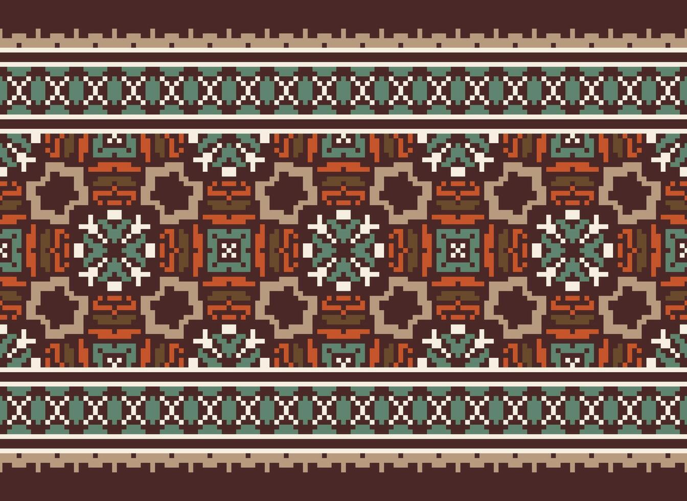 pixel etnisk geometrisk tyg mönster korsa stitch.ikat broderi etnisk orientalisk pixel mönster blå bakgrund. abstrakt, vektor, illustration. textur, kläder, ram, dekoration, motiv, siden tapet. vektor