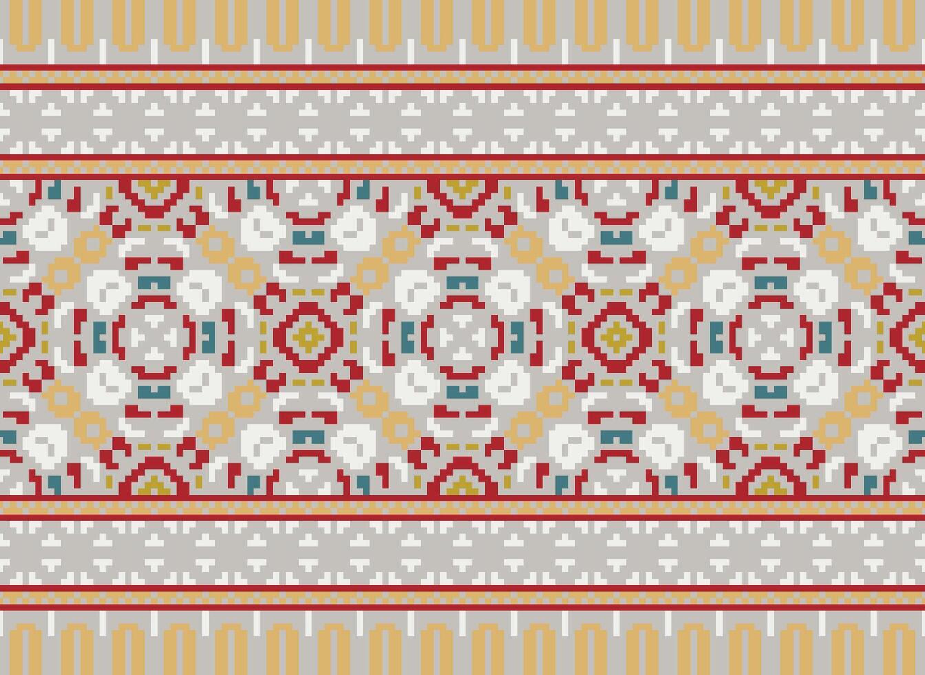 pixel etnisk geometrisk tyg mönster korsa stitch.ikat broderi etnisk orientalisk pixel mönster blå bakgrund. abstrakt, vektor, illustration. textur, kläder, ram, dekoration, motiv, siden tapet. vektor