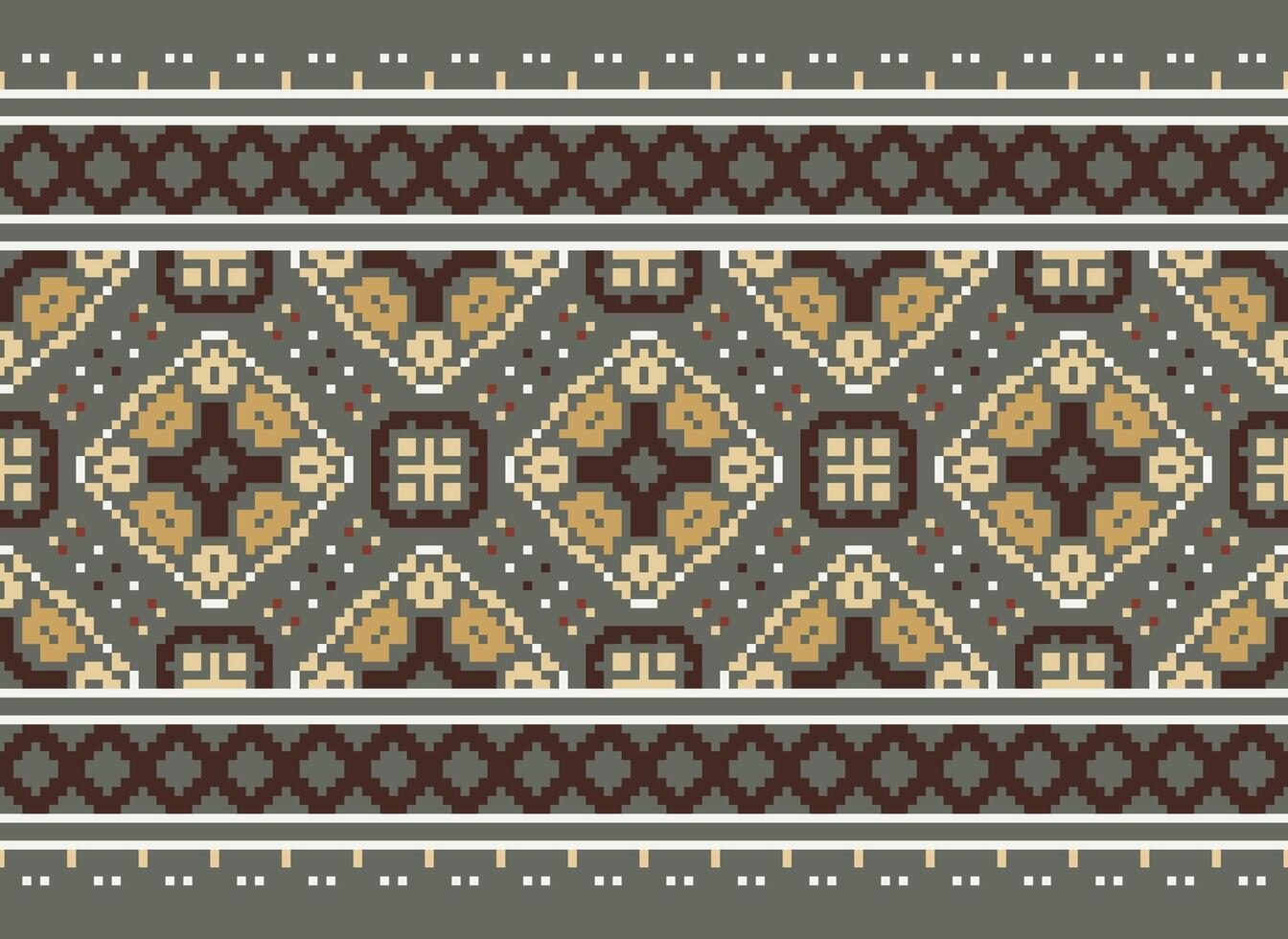 Pixel ethnisch geometrisch Stoff Muster Kreuz Stich.ikat Stickerei ethnisch orientalisch Pixel Muster Blau Hintergrund. abstrakt, vektor, illustration. Textur, Kleidung, Rahmen, Dekoration, Motive, Seide Hintergrund. vektor