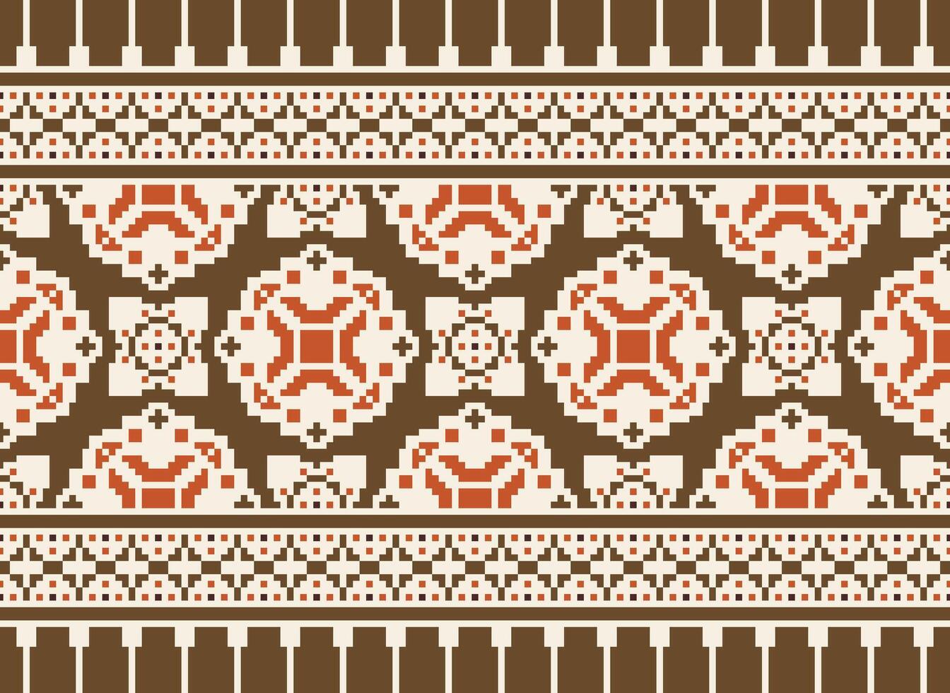 Pixel ethnisch geometrisch Stoff Muster Kreuz Stich.ikat Stickerei ethnisch orientalisch Pixel Muster Blau Hintergrund. abstrakt, vektor, illustration. Textur, Kleidung, Rahmen, Dekoration, Motive, Seide Hintergrund. vektor