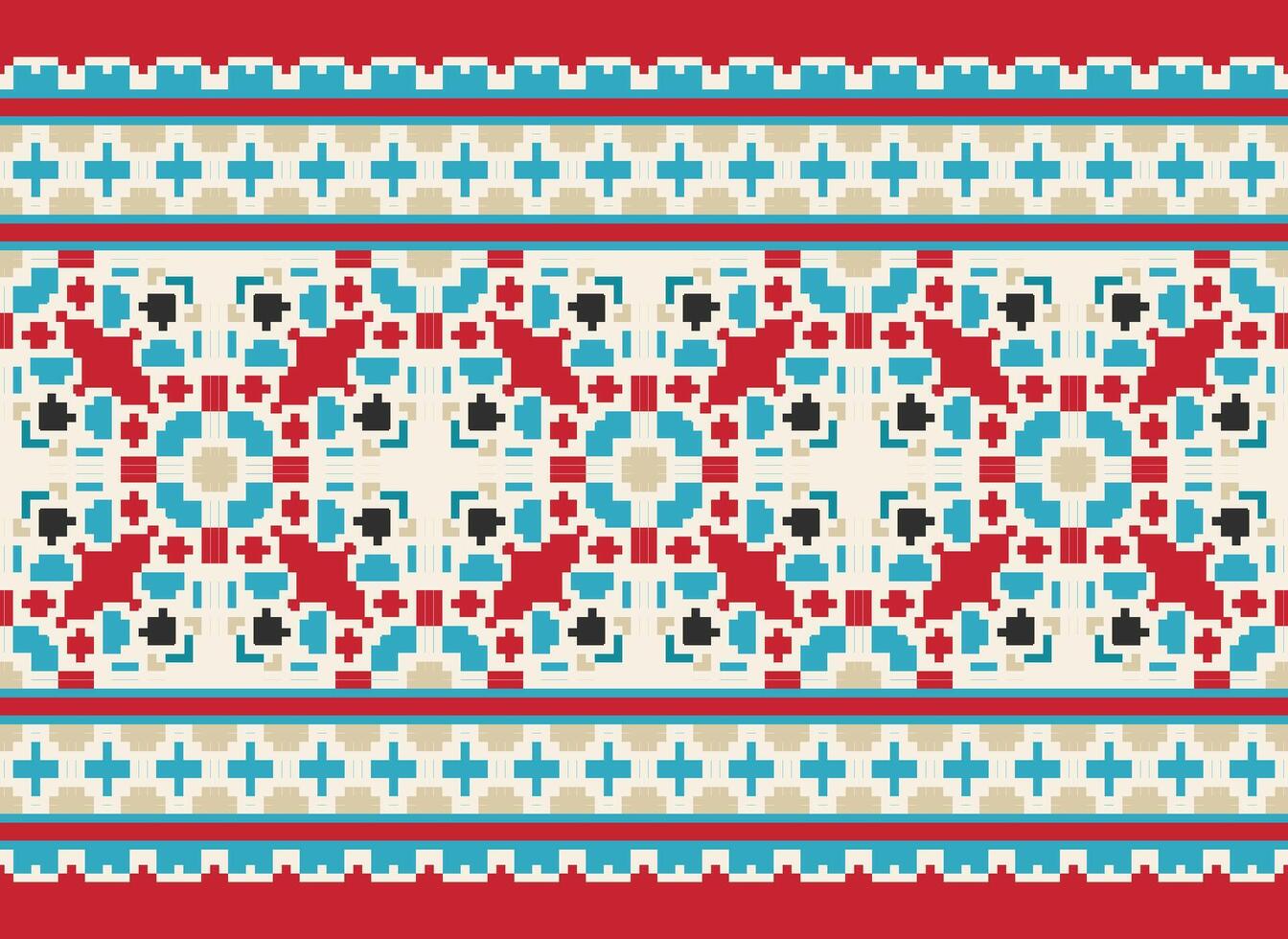 pixel etnisk geometrisk tyg mönster korsa stitch.ikat broderi etnisk orientalisk pixel mönster blå bakgrund. abstrakt, vektor, illustration. textur, kläder, ram, dekoration, motiv, siden tapet. vektor