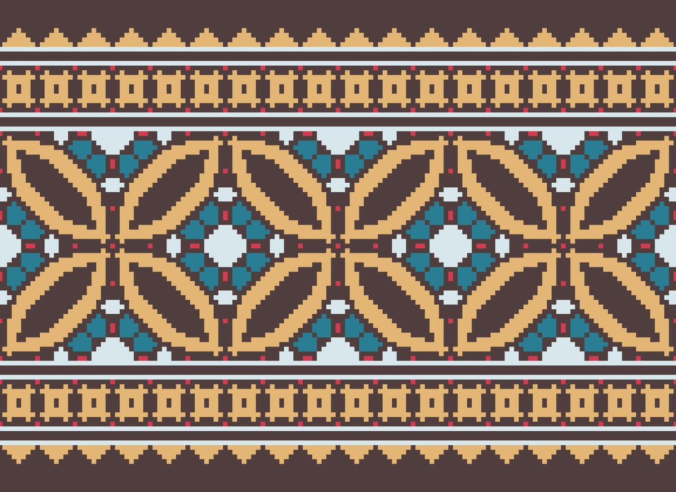 pixel ikat och korsa sy geometrisk sömlös mönster etnisk orientalisk traditionell. aztec stil illustration design för matta, tapet, Kläder, omslag, batik. vektor