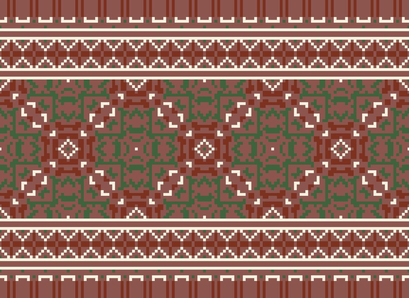 pixel ikat och korsa sy geometrisk sömlös mönster etnisk orientalisk traditionell. aztec stil illustration design för matta, tapet, Kläder, omslag, batik. vektor