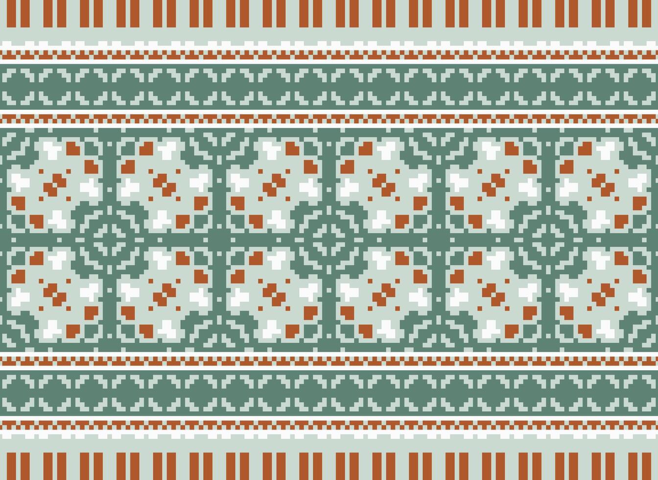 Pixel Ikat und Kreuz Stich geometrisch nahtlos Muster ethnisch orientalisch traditionell. aztekisch Stil Illustration Design zum Teppich, Hintergrund, Kleidung, Verpackung, Batik. vektor