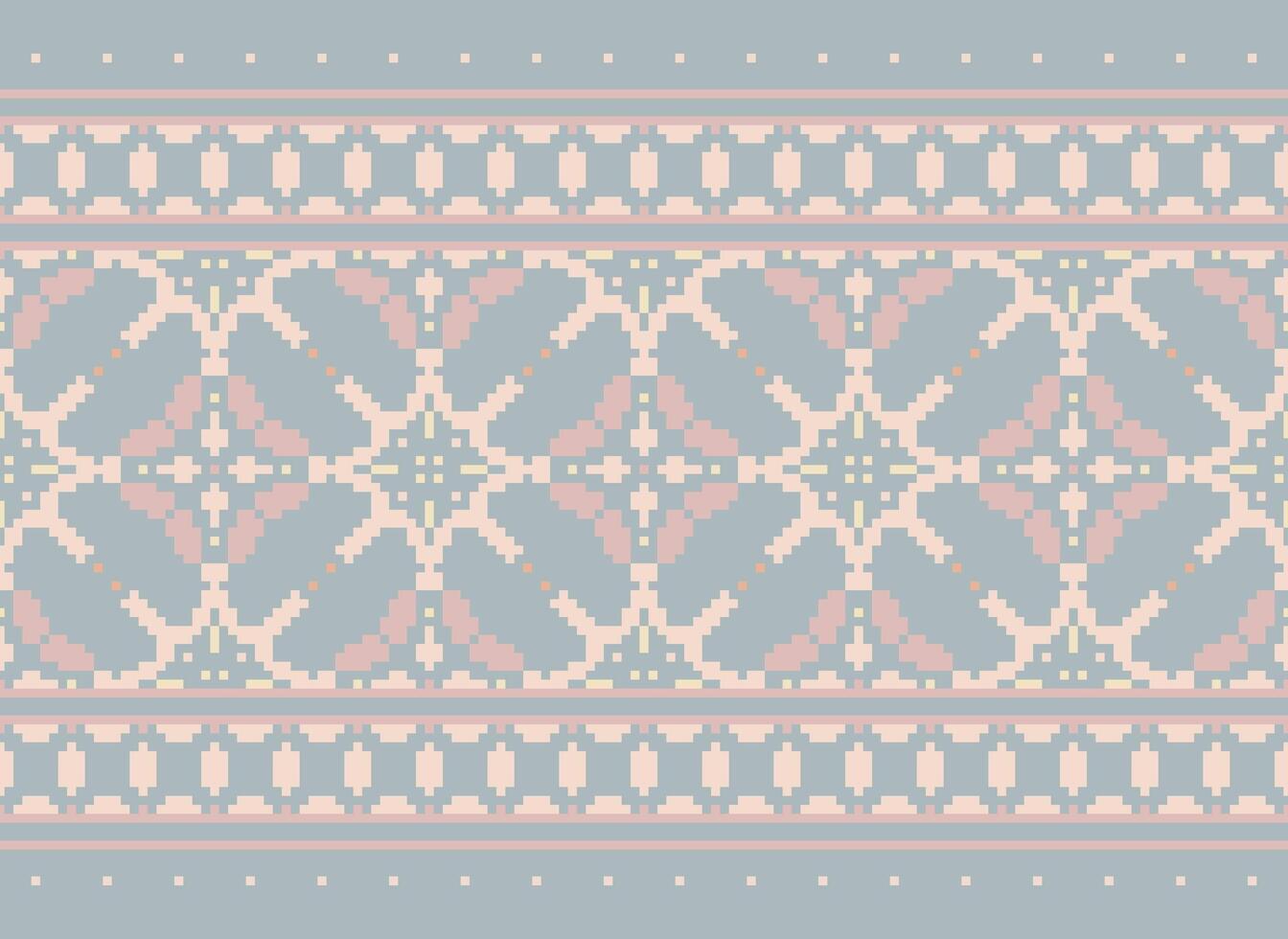 Pixel Kreuz Stich traditionell ethnisch Muster Paisley Blume Ikat Hintergrund abstrakt aztekisch afrikanisch indonesisch indisch nahtlos Muster zum Stoff drucken Stoff Kleid Teppich Vorhänge und Sarong vektor