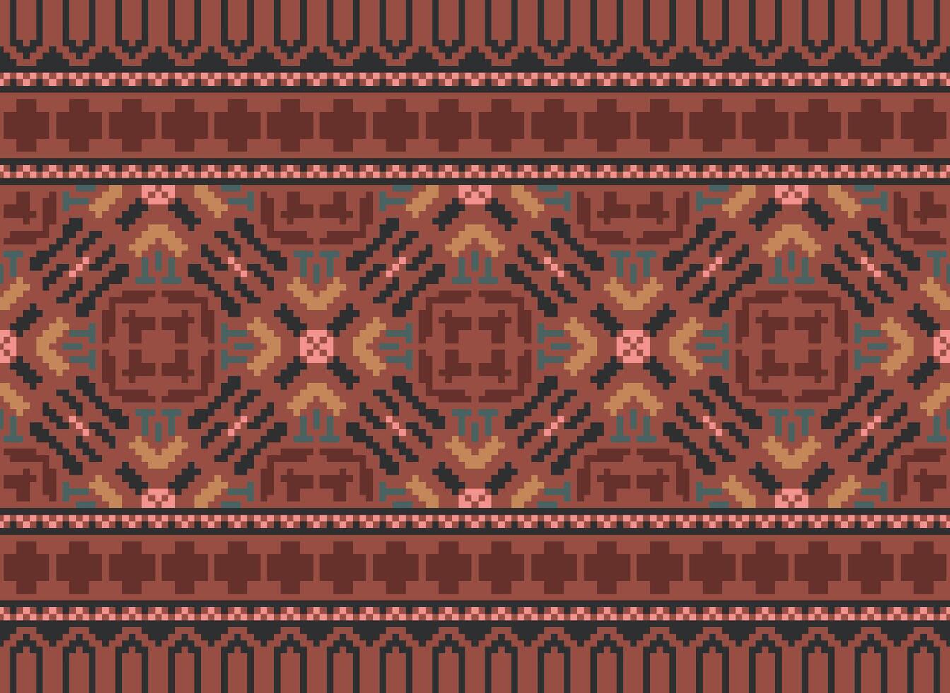 pixel korsa sy traditionell etnisk mönster paisley blomma ikat bakgrund abstrakt aztec afrikansk indonesiska indisk sömlös mönster för tyg skriva ut trasa klänning matta gardiner och sarong vektor