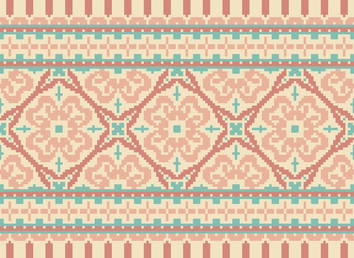 pixel korsa sy traditionell etnisk mönster paisley blomma ikat bakgrund abstrakt aztec afrikansk indonesiska indisk sömlös mönster för tyg skriva ut trasa klänning matta gardiner och sarong vektor