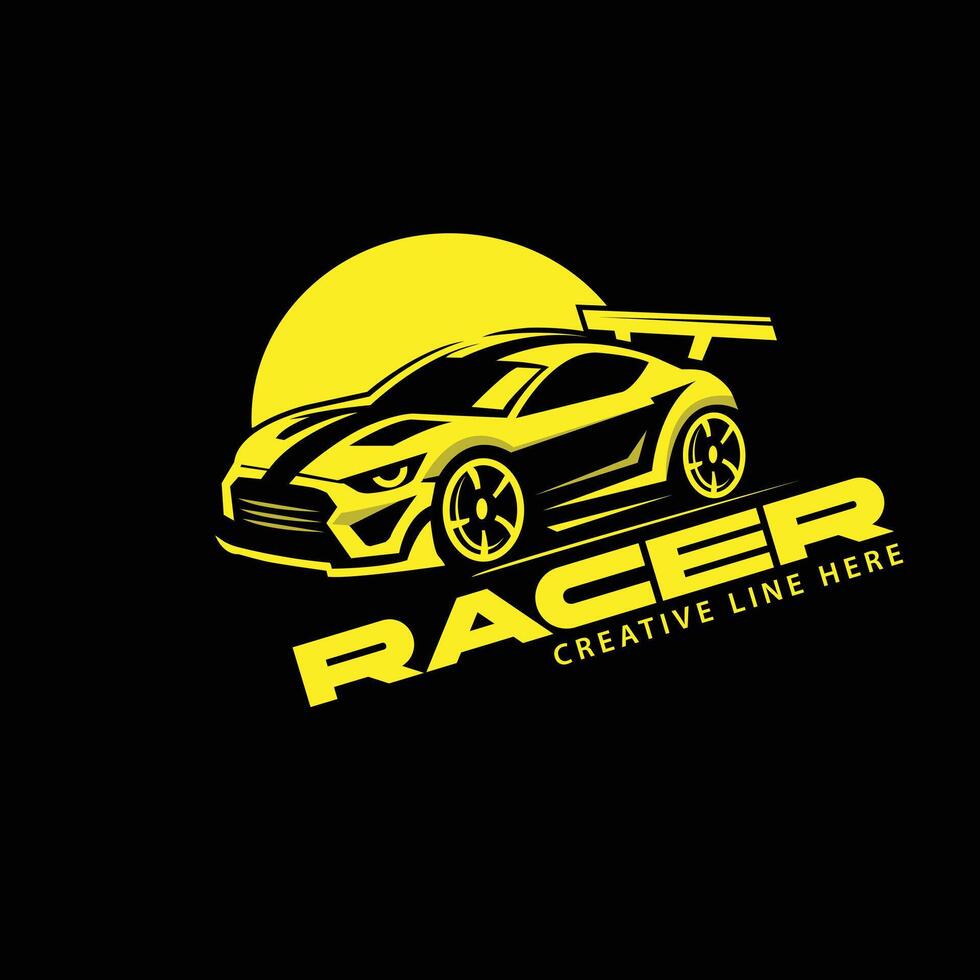 Gelb Auto, ein Illustration von Sport Logo vektor