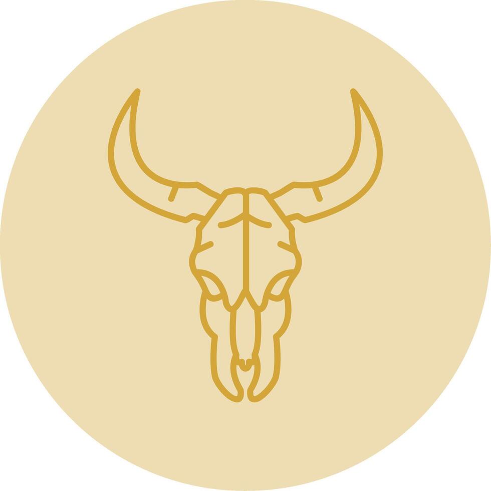 Stier Schädel Linie Gelb Kreis Symbol vektor