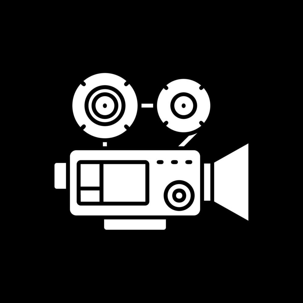 videokamera glyf inverterad ikon vektor