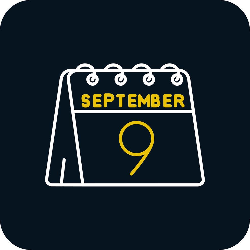 9:e av september linje gul vit ikon vektor