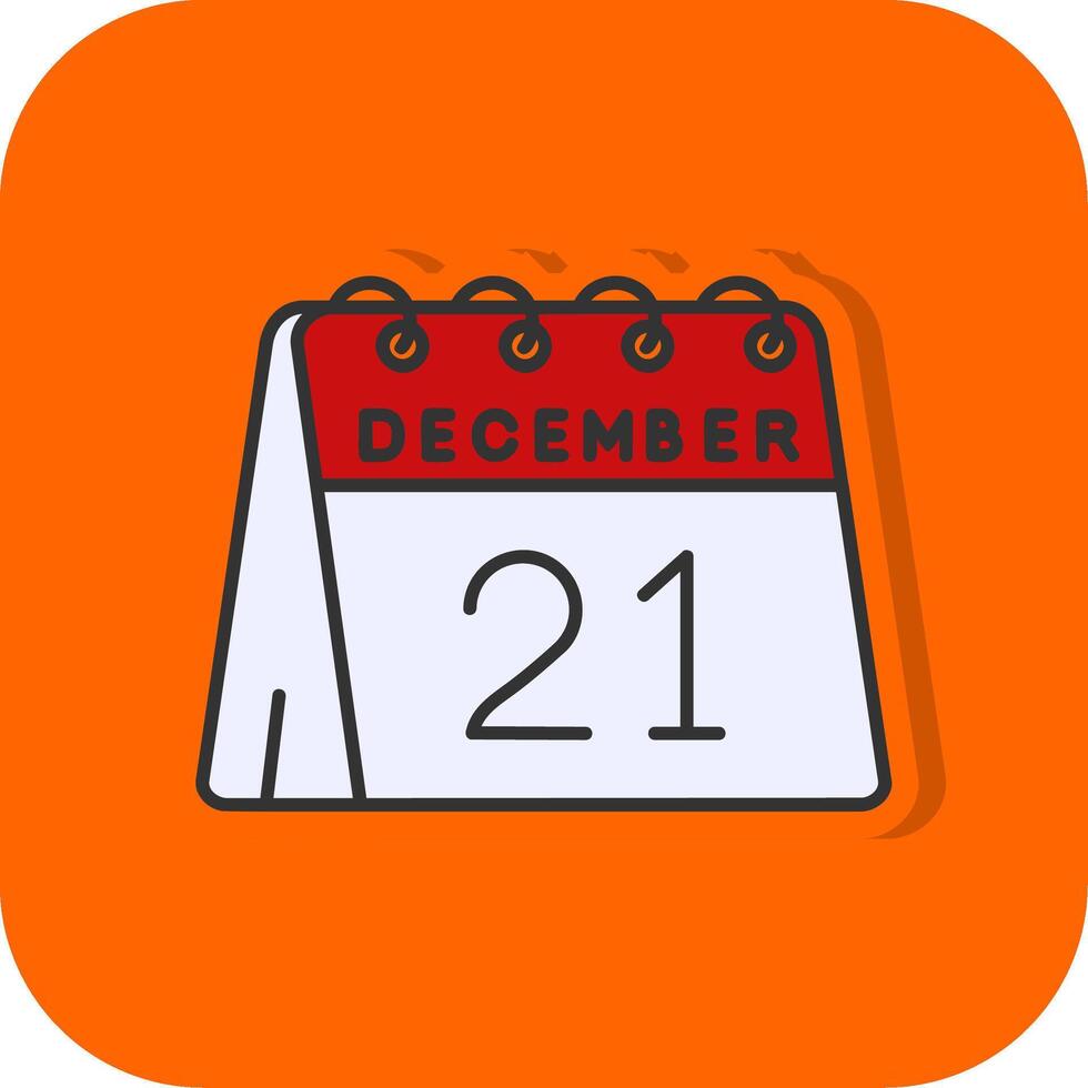 21 .. von Dezember gefüllt Orange Hintergrund Symbol vektor