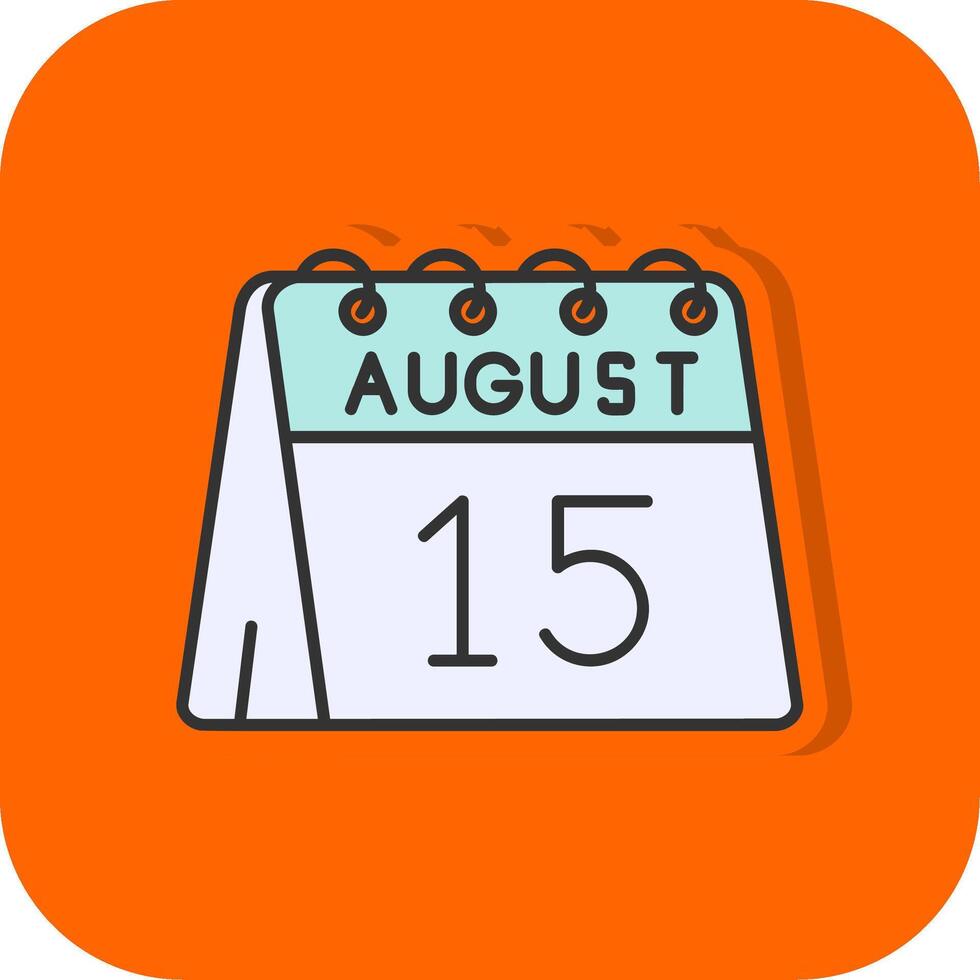 15 .. von August gefüllt Orange Hintergrund Symbol vektor