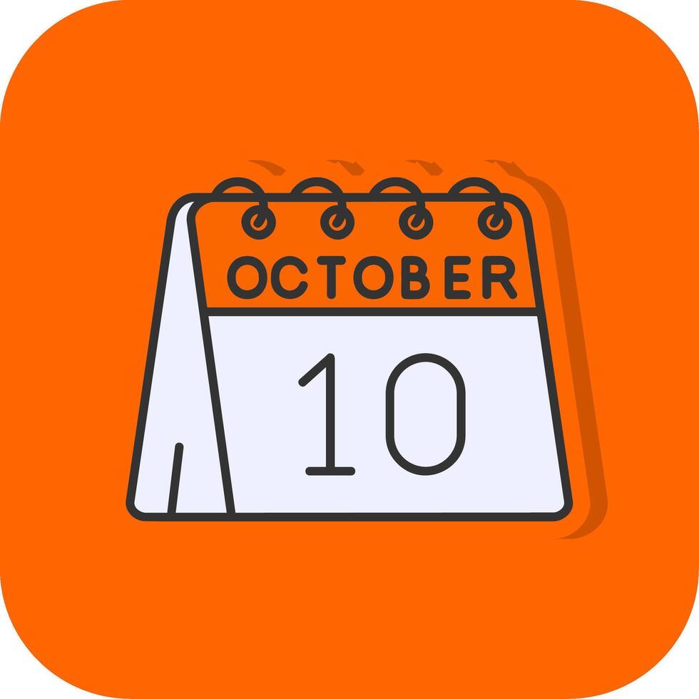 10 .. von Oktober gefüllt Orange Hintergrund Symbol vektor