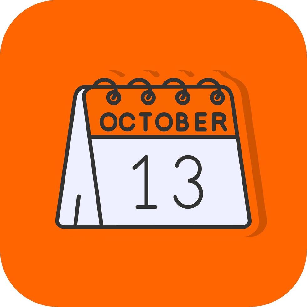 13 .. von Oktober gefüllt Orange Hintergrund Symbol vektor