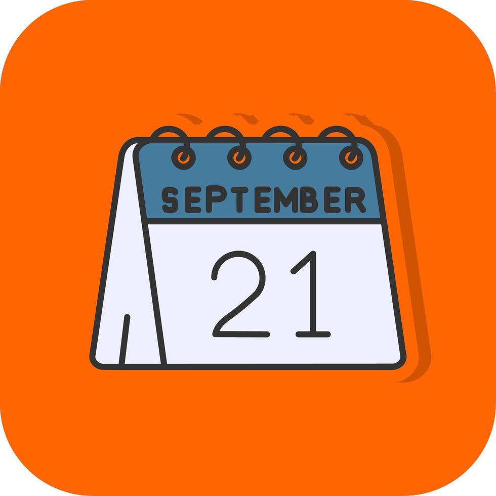 21 .. von September gefüllt Orange Hintergrund Symbol vektor