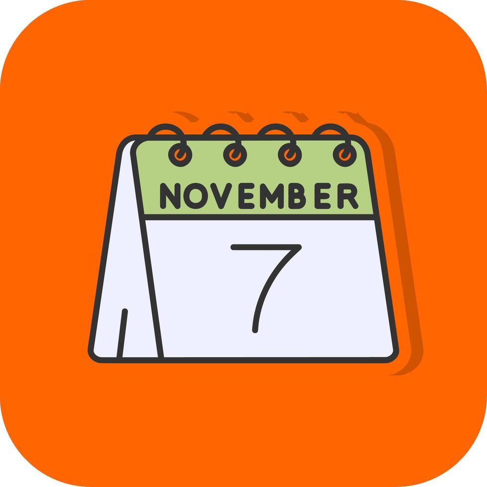 7 .. von November gefüllt Orange Hintergrund Symbol vektor