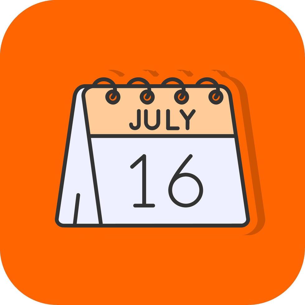 16 .. von Juli gefüllt Orange Hintergrund Symbol vektor