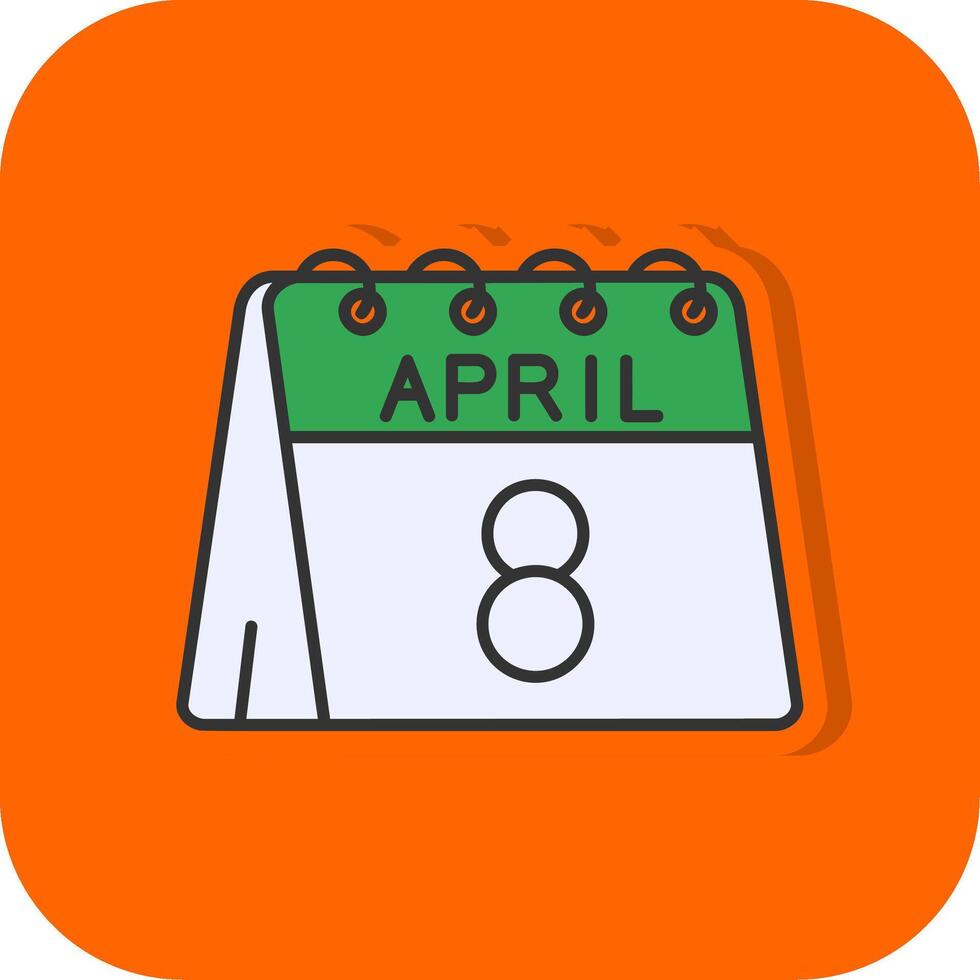 8:e av april fylld orange bakgrund ikon vektor