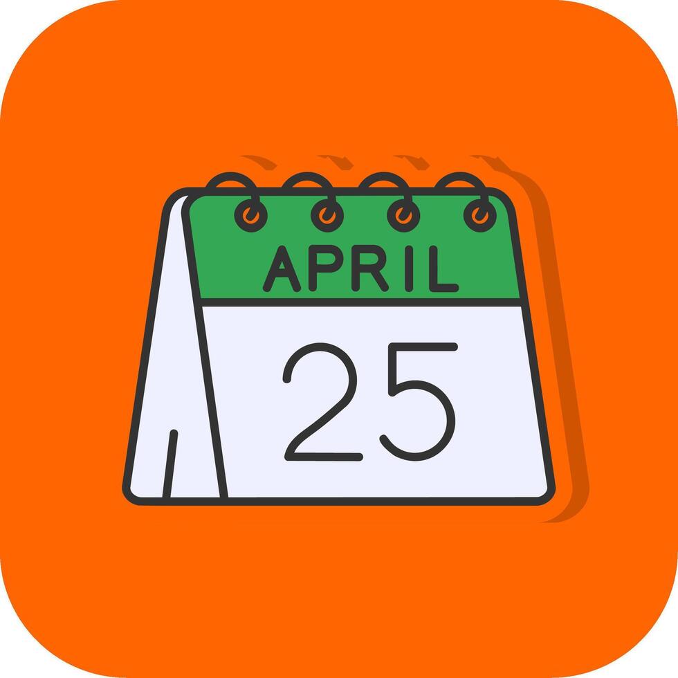 25:e av april fylld orange bakgrund ikon vektor