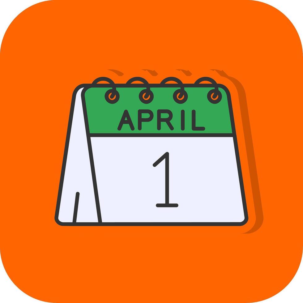 1 von April gefüllt Orange Hintergrund Symbol vektor