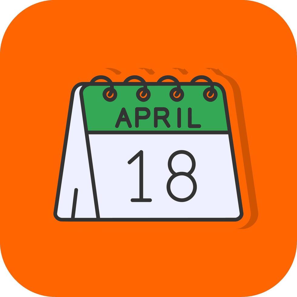18 .. von April gefüllt Orange Hintergrund Symbol vektor