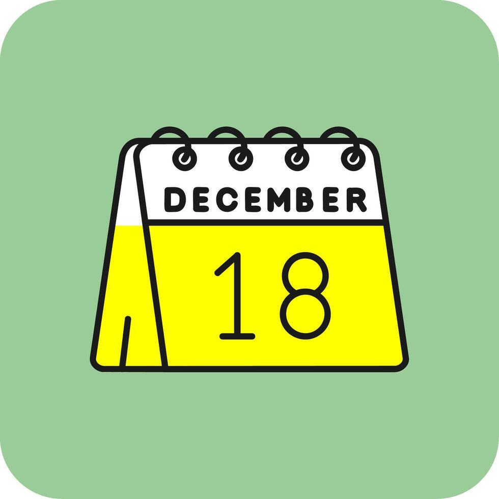 18: e av december fylld gul ikon vektor
